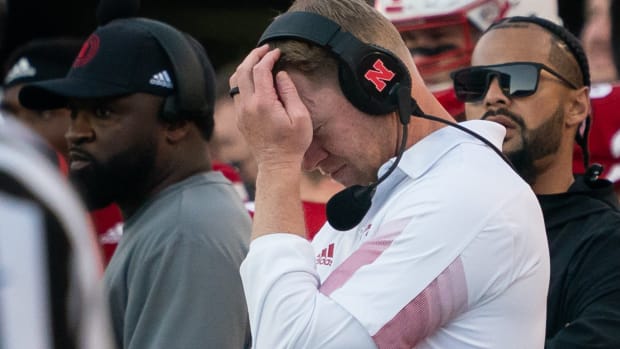 Scott Frost after fourth quarter interception 2021 Purdue USATSI_17061589 cropped